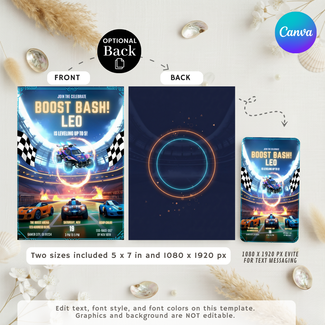 Boy's Video Game Birthday Invitation | Editable Rocket Car Party Invite | Leveling Up Theme | Printable Digital Template | Instant Download