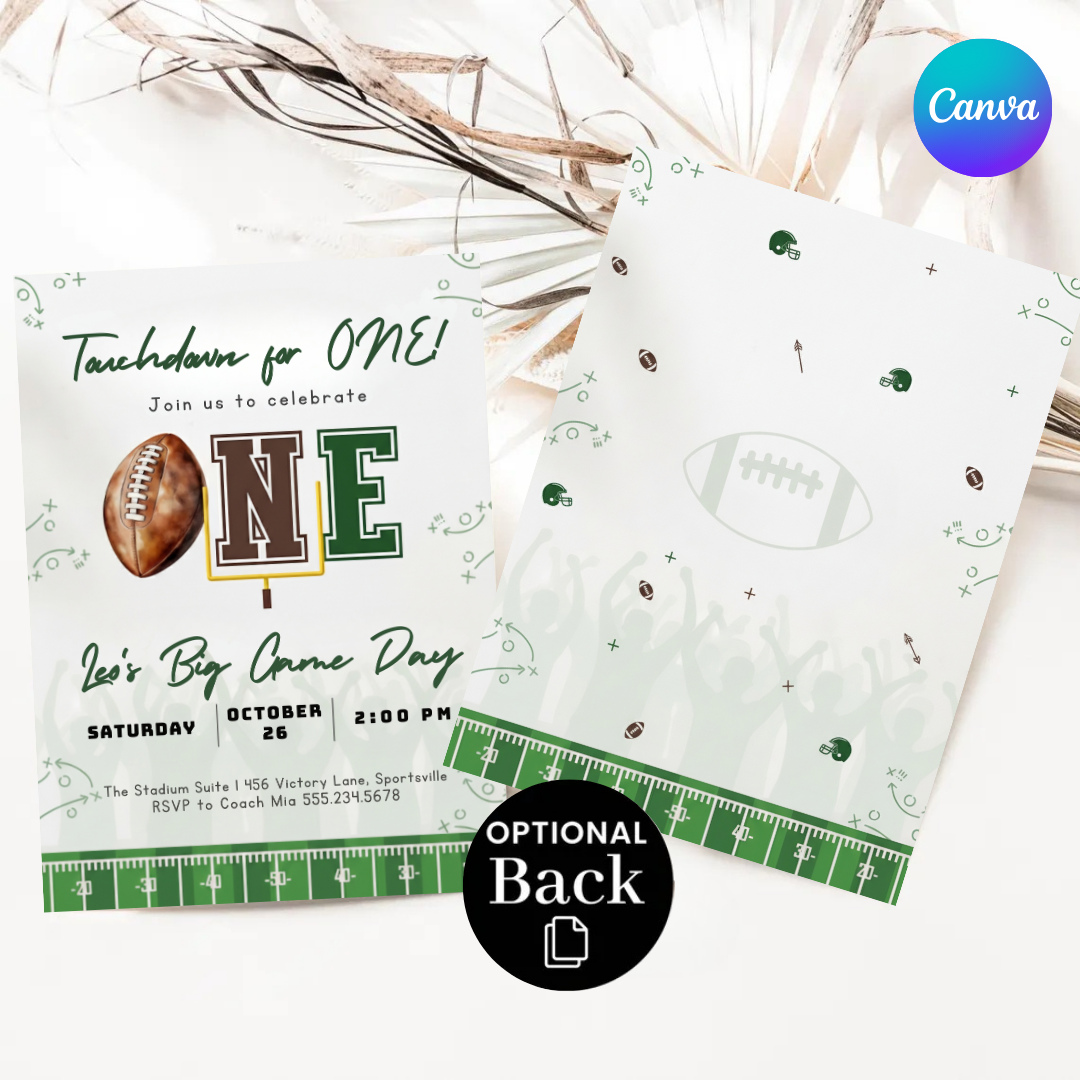 Football First Birthday Invitation Boy | Touchdown for One Invite Template | Editable Big Game Day Party | Digital Evite | Instant Download