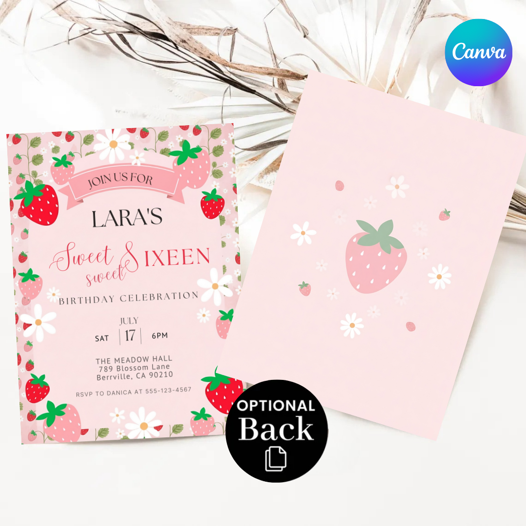Berry First Birthday Invitation | Editable Berry Sweet 1st Birthday Invite Template | Printable Girl's Party Evite | Instant Download