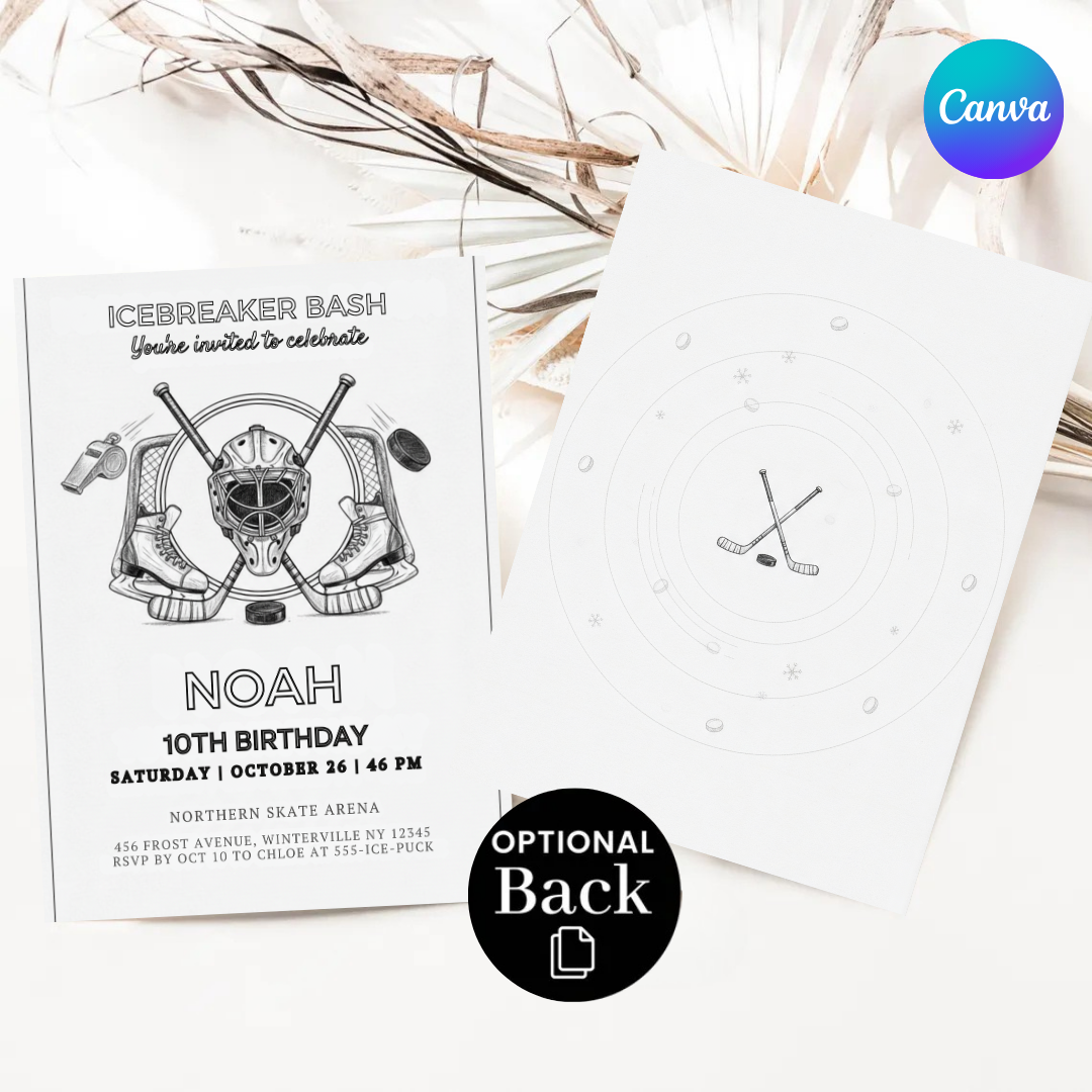 Boy's Hockey Birthday Invitation | Editable Icebreaker Bash Invite Template | Ice Skating Party Printable | 10th Birthday | Instant Download