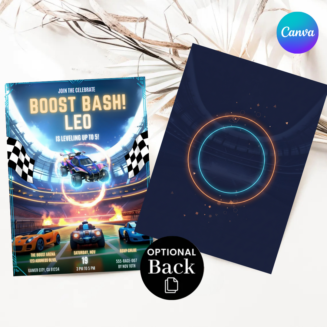 Boy's Video Game Birthday Invitation | Editable Rocket Car Party Invite | Leveling Up Theme | Printable Digital Template | Instant Download