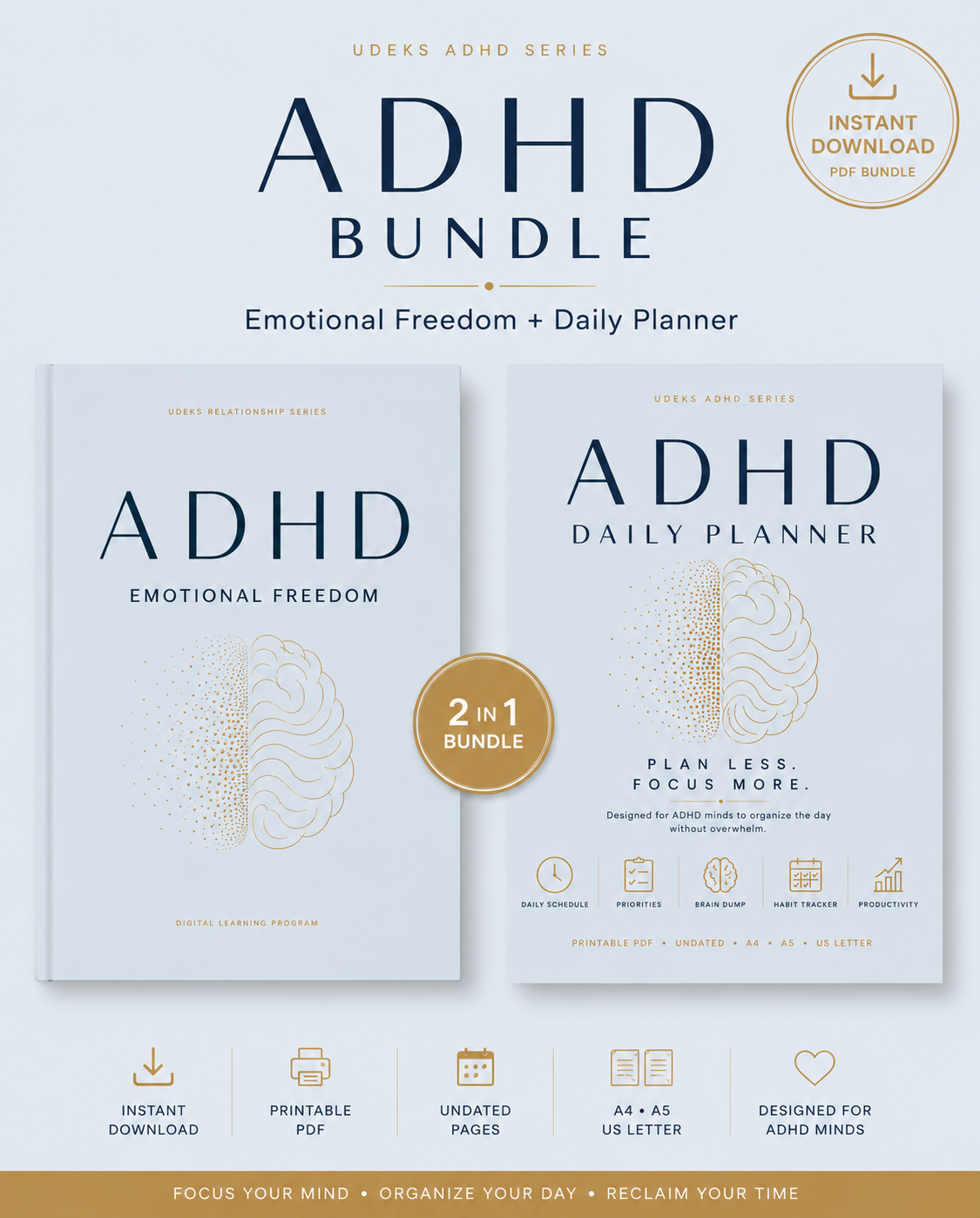 ADHD Emotional Freedom + ADHD Daily Planner Printable